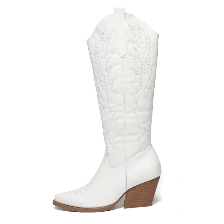 Smile Favorites Cowboylaarzen Wit Stiksels Hak Hoog