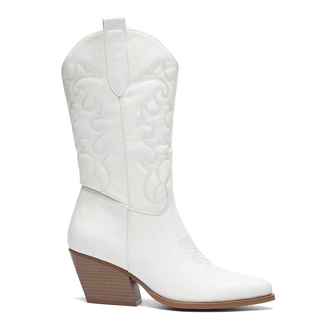 Smile Favorites Cowboylaarzen Wit Stiksels