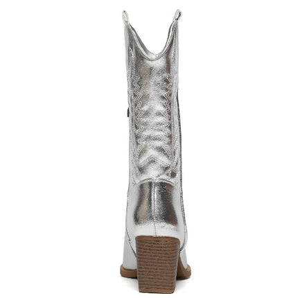 Smile Favorites Cowboylaarzen Zilver Leatherlook Stiksels