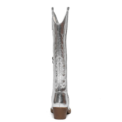 Smile Favorites Cowboylaarzen Zilver Stiksels Hoog