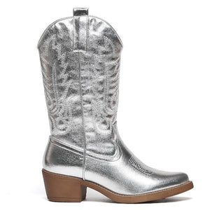 Smile Favorites Cowboylaarzen Zilver Stiksels