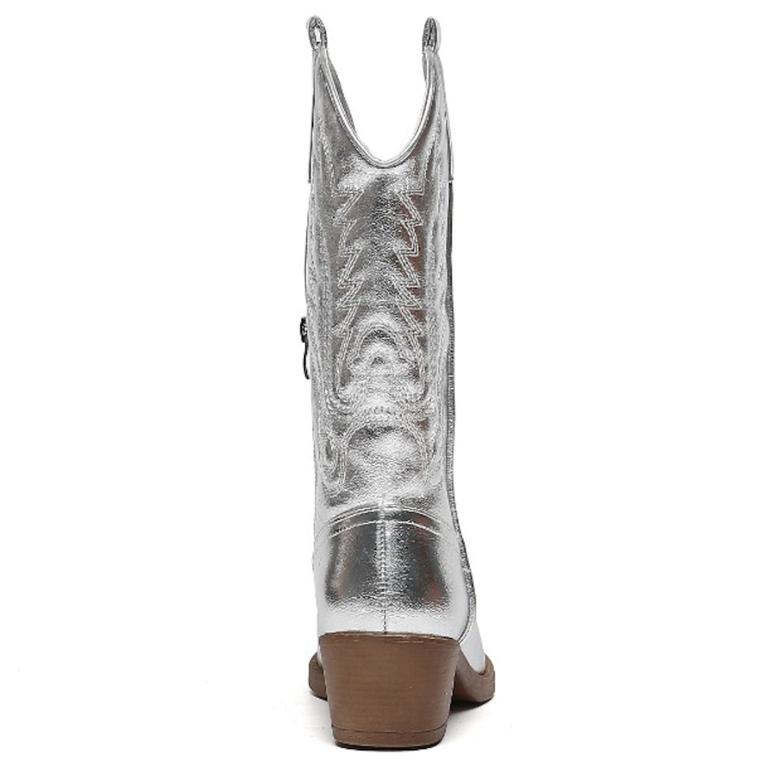 Smile Favorites Cowboylaarzen Zilver Stiksels