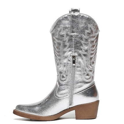 Smile Favorites Cowboylaarzen Zilver Stiksels