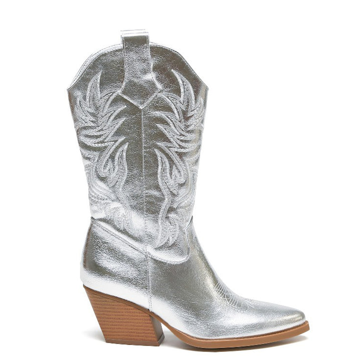 Smile Favorites Cowboylaarzen Zilver Stiksels