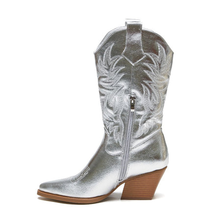 Smile Favorites Cowboylaarzen Zilver Stiksels