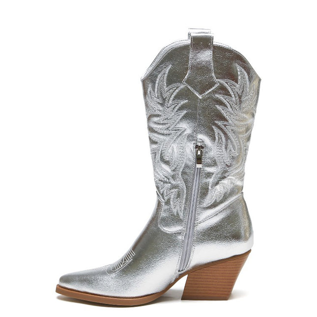 Smile Favorites Cowboylaarzen Zilver Stiksels