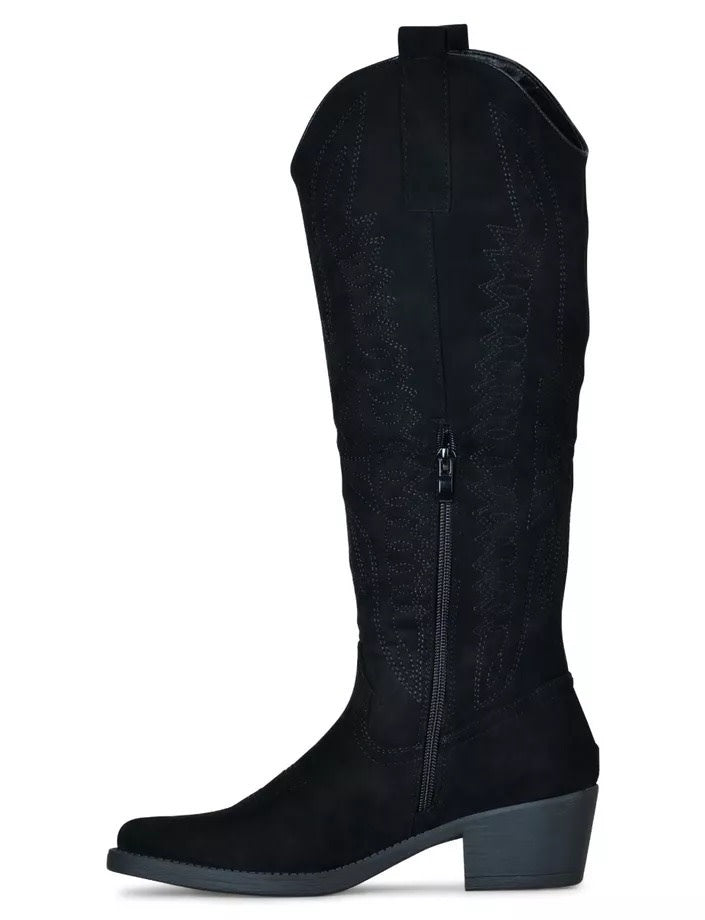 Smile Favorites Cowboylaarzen Zwart hoog suedine