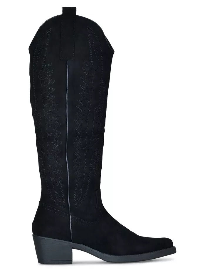 Smile Favorites Cowboylaarzen Zwart hoog suedine