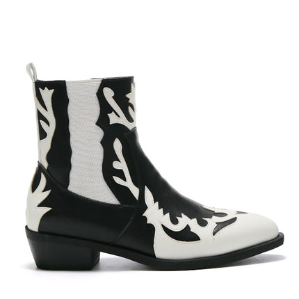 Smile Favorites Cowboylaarzen Zwart Kort Flame Wit