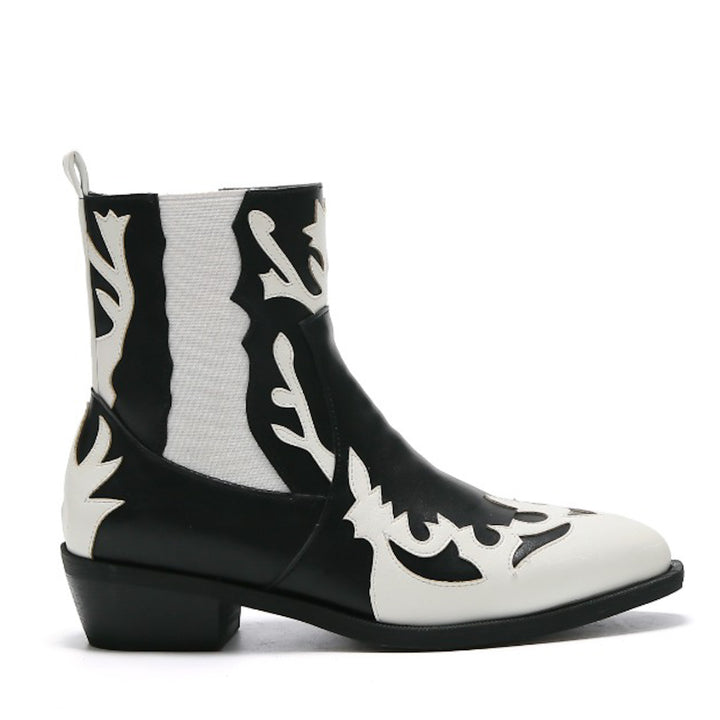 Smile Favorites Cowboylaarzen Zwart Kort Flame Wit
