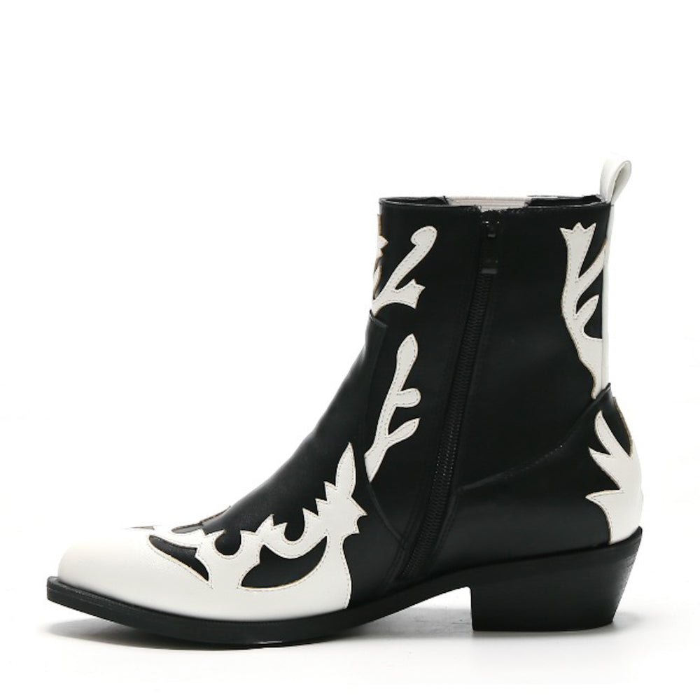 Smile Favorites Cowboylaarzen Zwart Kort Flame Wit