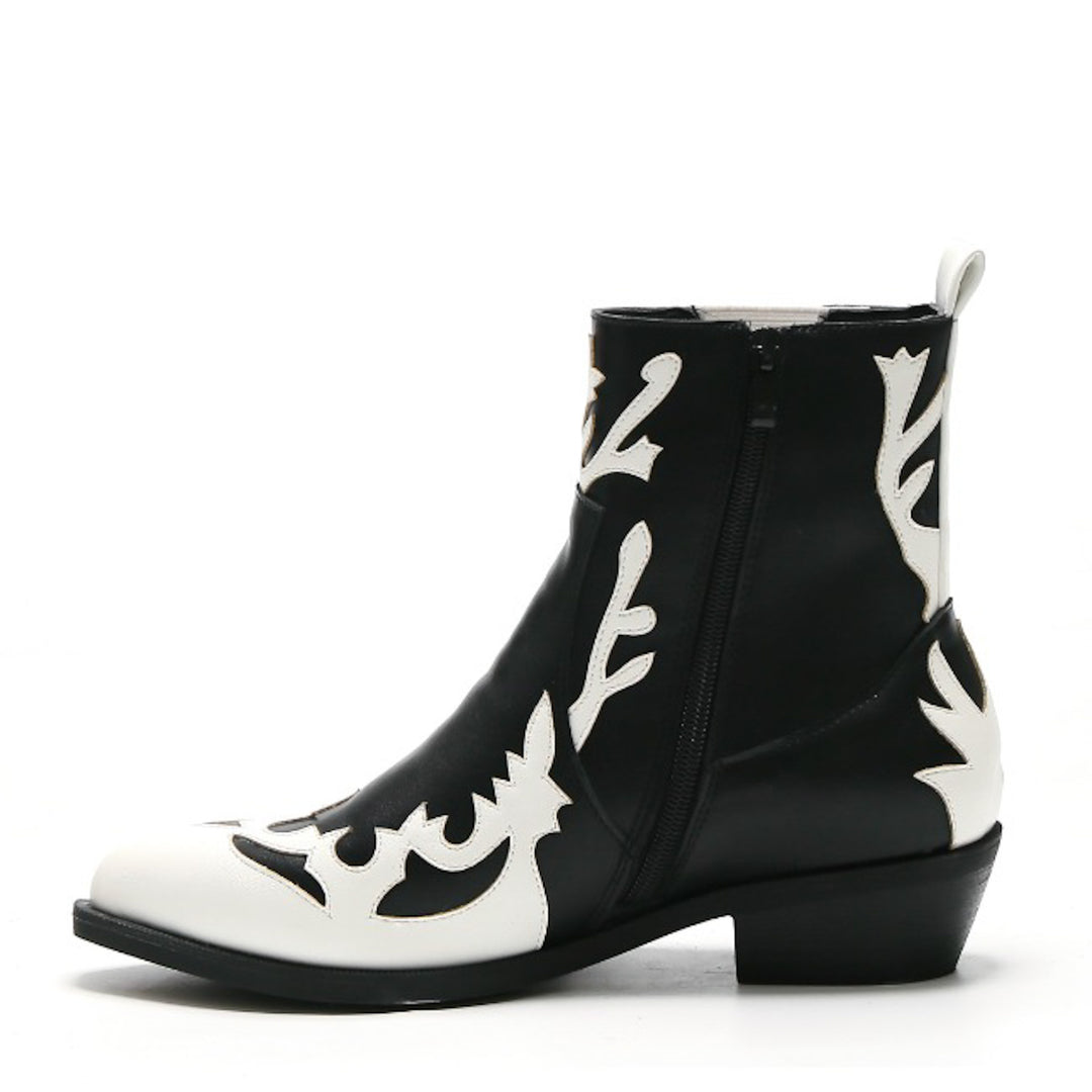 Smile Favorites Cowboylaarzen Zwart Kort Flame Wit