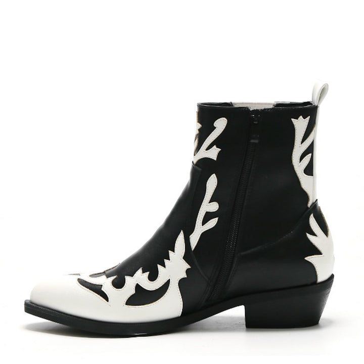 Smile Favorites Cowboylaarzen Zwart Kort Flame Wit