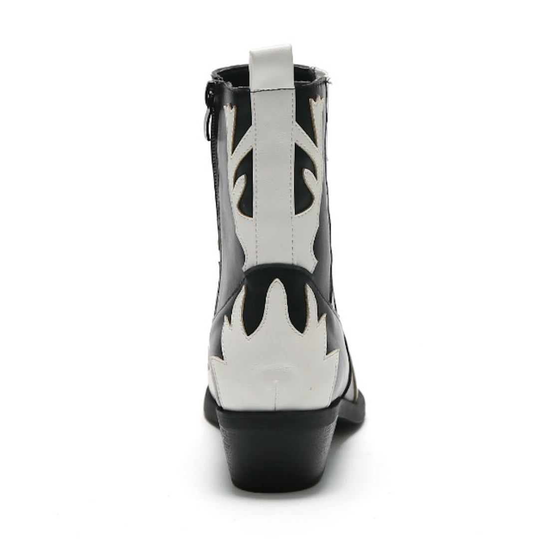 Smile Favorites Cowboylaarzen Zwart Kort Flame Wit
