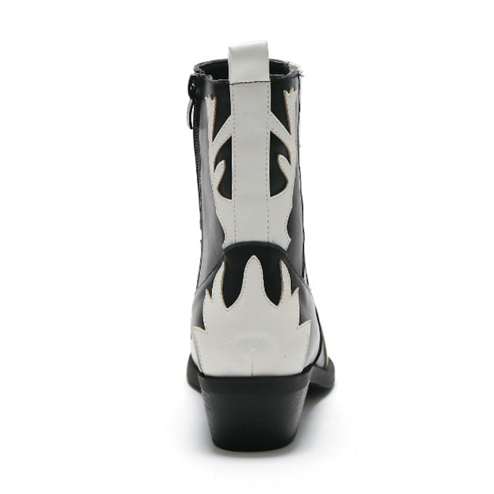 Smile Favorites Cowboylaarzen Zwart Kort Flame Wit