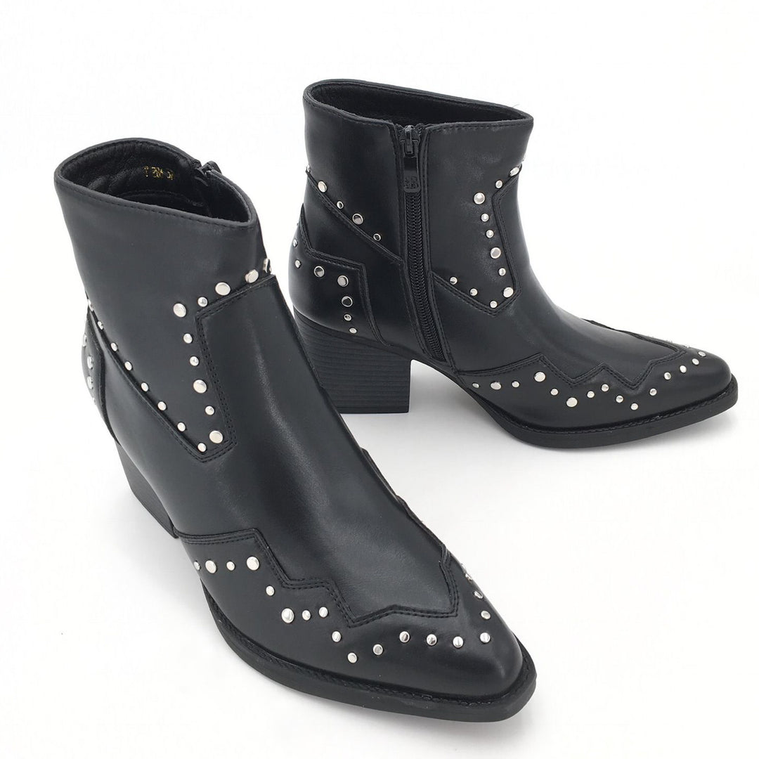 Smile Favorites Cowboylaarzen Zwart Kort Studs