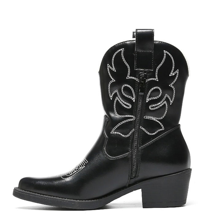 Smile Favorites Cowboylaarzen Zwart kort witte stiksels