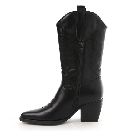 Smile Favorites Cowboylaarzen Zwart Leatherlook Stiksels