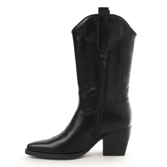 Smile Favorites Cowboylaarzen Zwart Leatherlook Stiksels