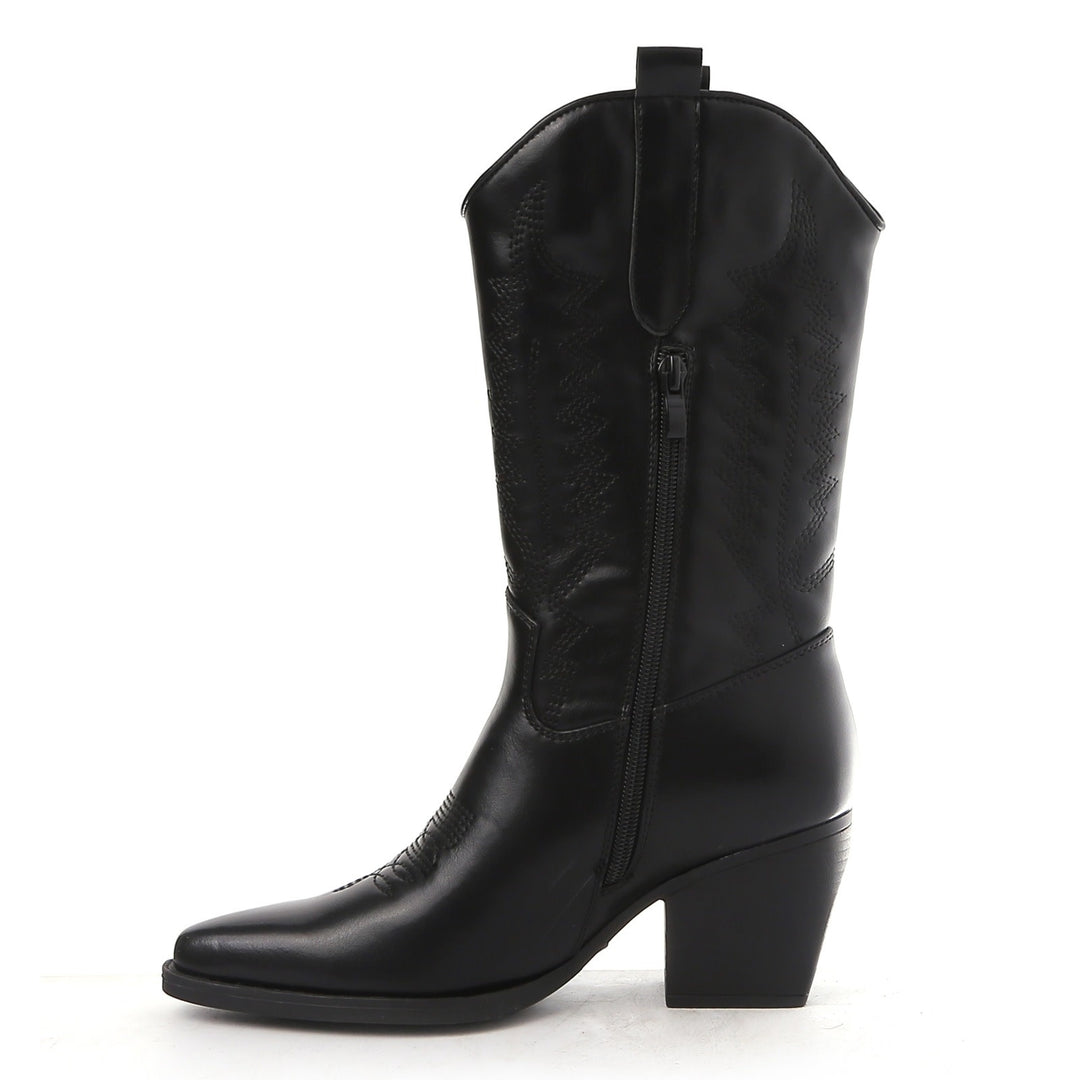 Smile Favorites Cowboylaarzen Zwart Leatherlook Stiksels