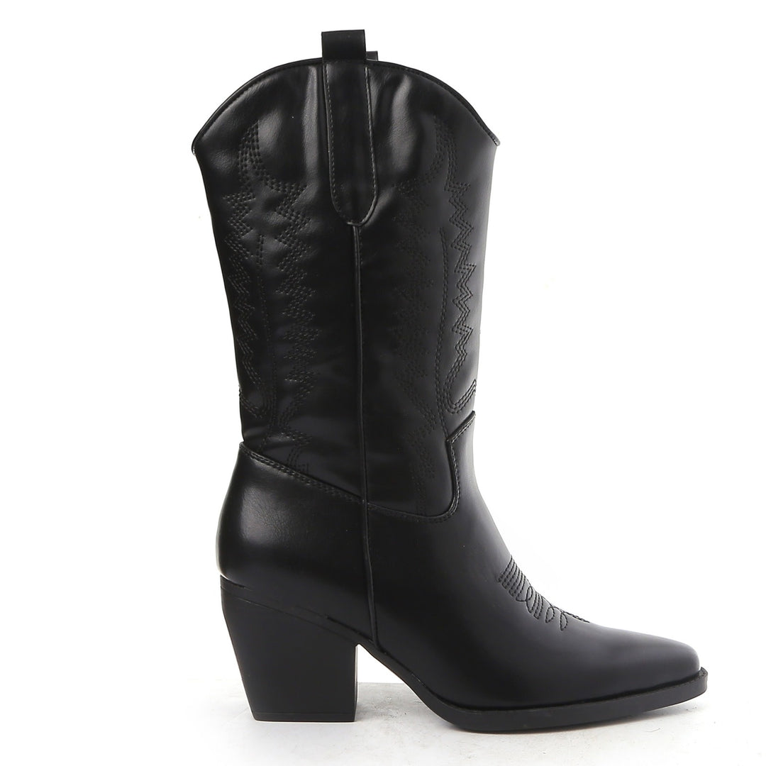 Smile Favorites Cowboylaarzen Zwart Leatherlook Stiksels