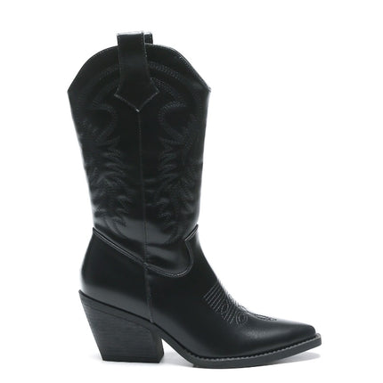 Smile Favorites Cowboylaarzen Zwart Leatherlook Stiksels