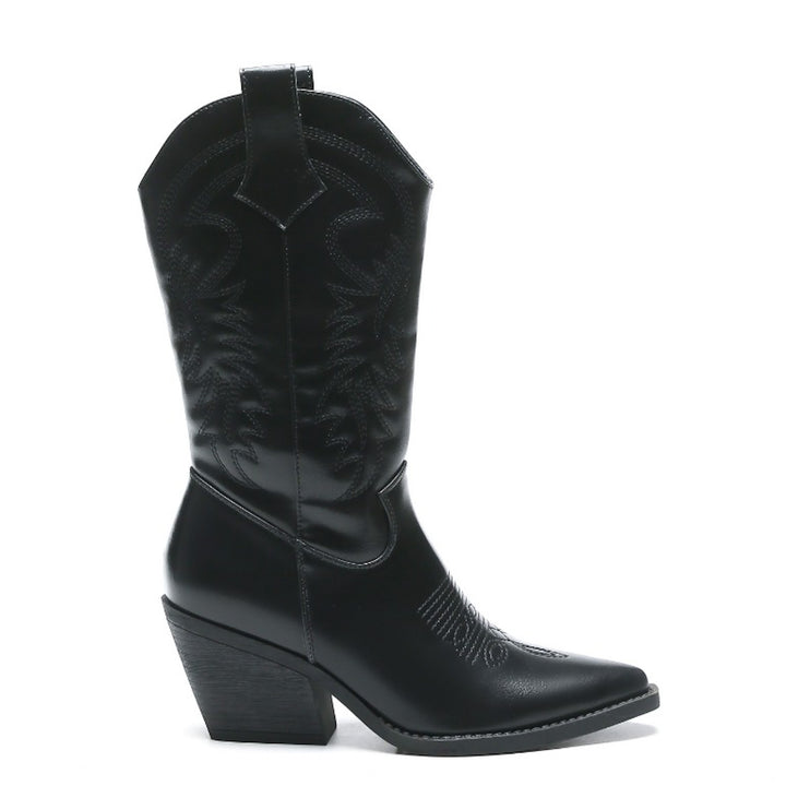 Smile Favorites Cowboylaarzen Zwart Leatherlook Stiksels