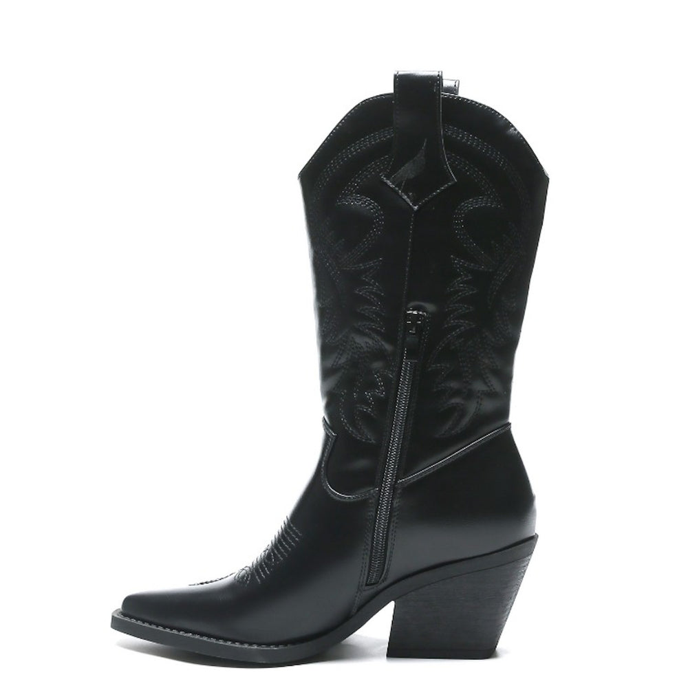 Smile Favorites Cowboylaarzen Zwart Leatherlook Stiksels