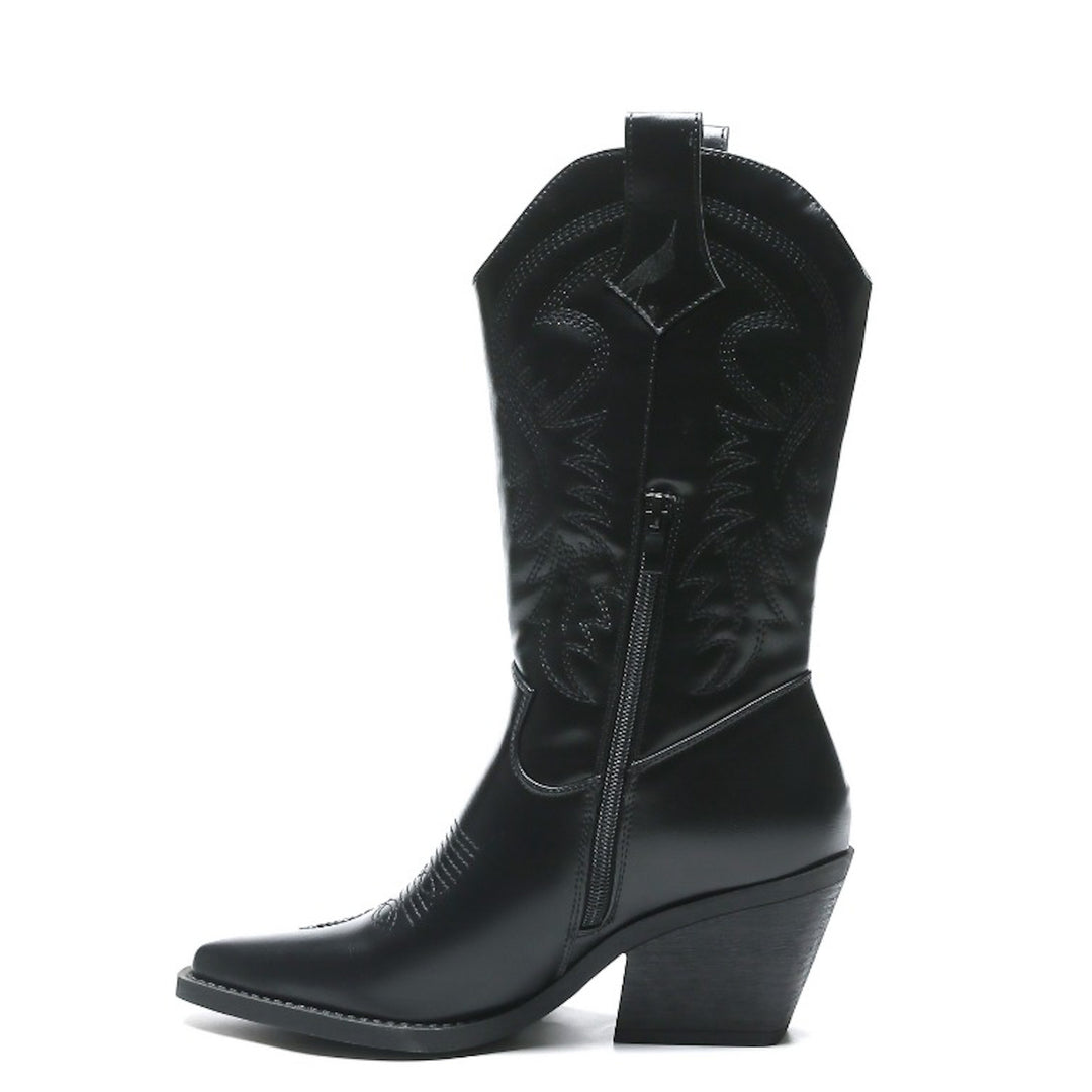 Smile Favorites Cowboylaarzen Zwart Leatherlook Stiksels