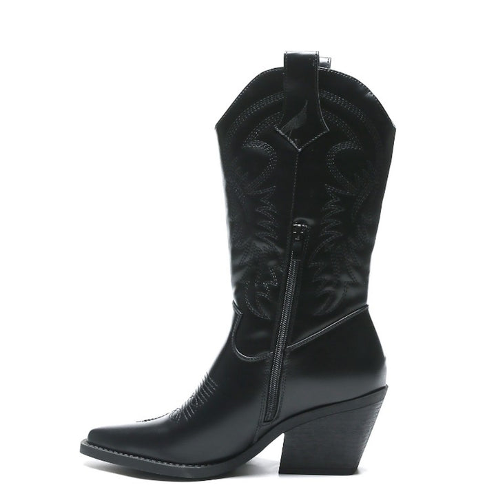 Smile Favorites Cowboylaarzen Zwart Leatherlook Stiksels