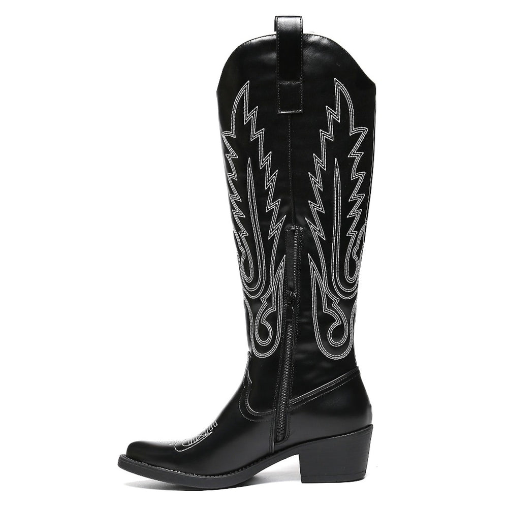 Smile Favorites Cowboylaarzen Zwart met witte Stiksels Hoog