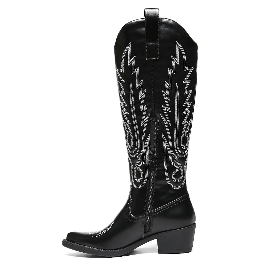 Smile Favorites Cowboylaarzen Zwart met witte Stiksels Hoog