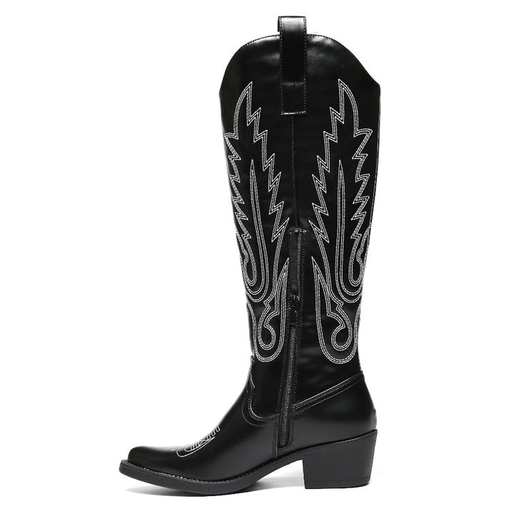 Smile Favorites Cowboylaarzen Zwart met witte Stiksels Hoog