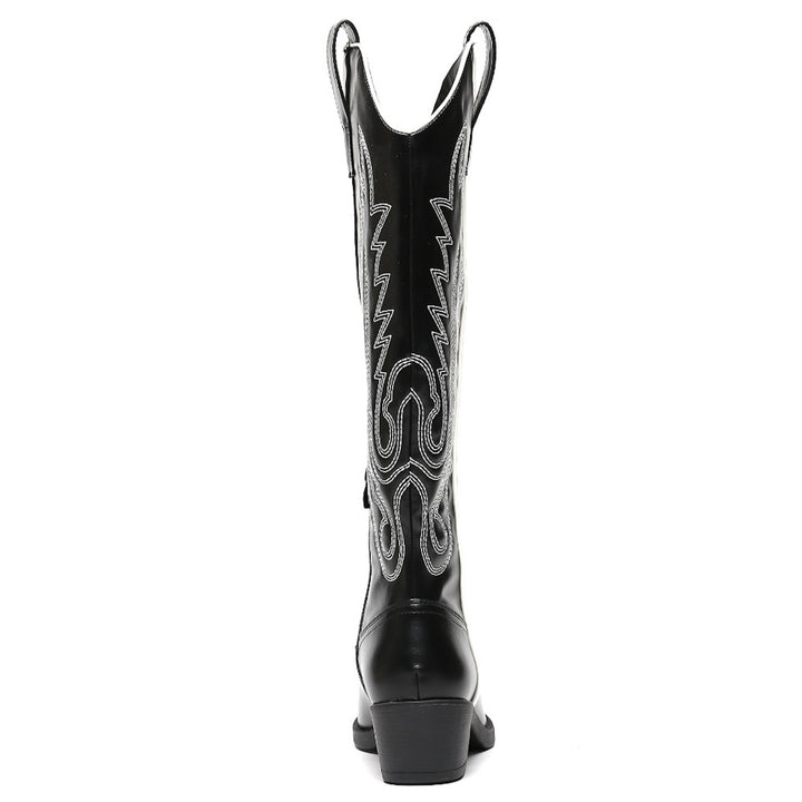 Smile Favorites Cowboylaarzen Zwart met witte Stiksels Hoog