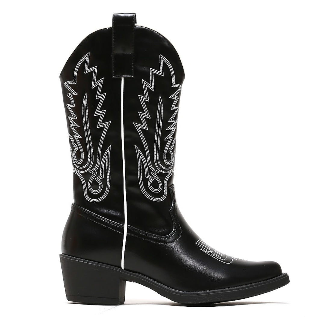 Smile Favorites Cowboylaarzen Zwart met witte Stiksels