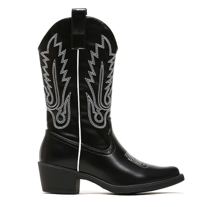 Smile Favorites Cowboylaarzen Zwart met witte Stiksels