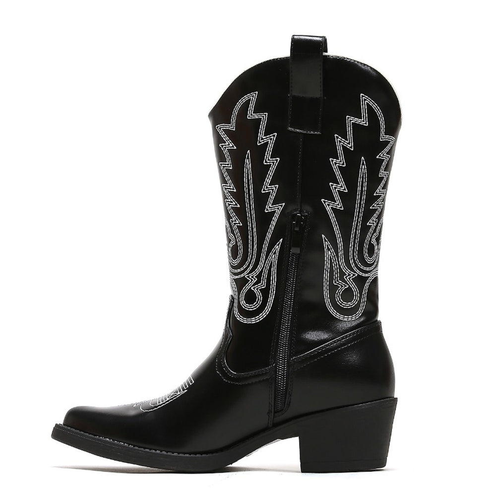 Smile Favorites Cowboylaarzen Zwart met witte Stiksels