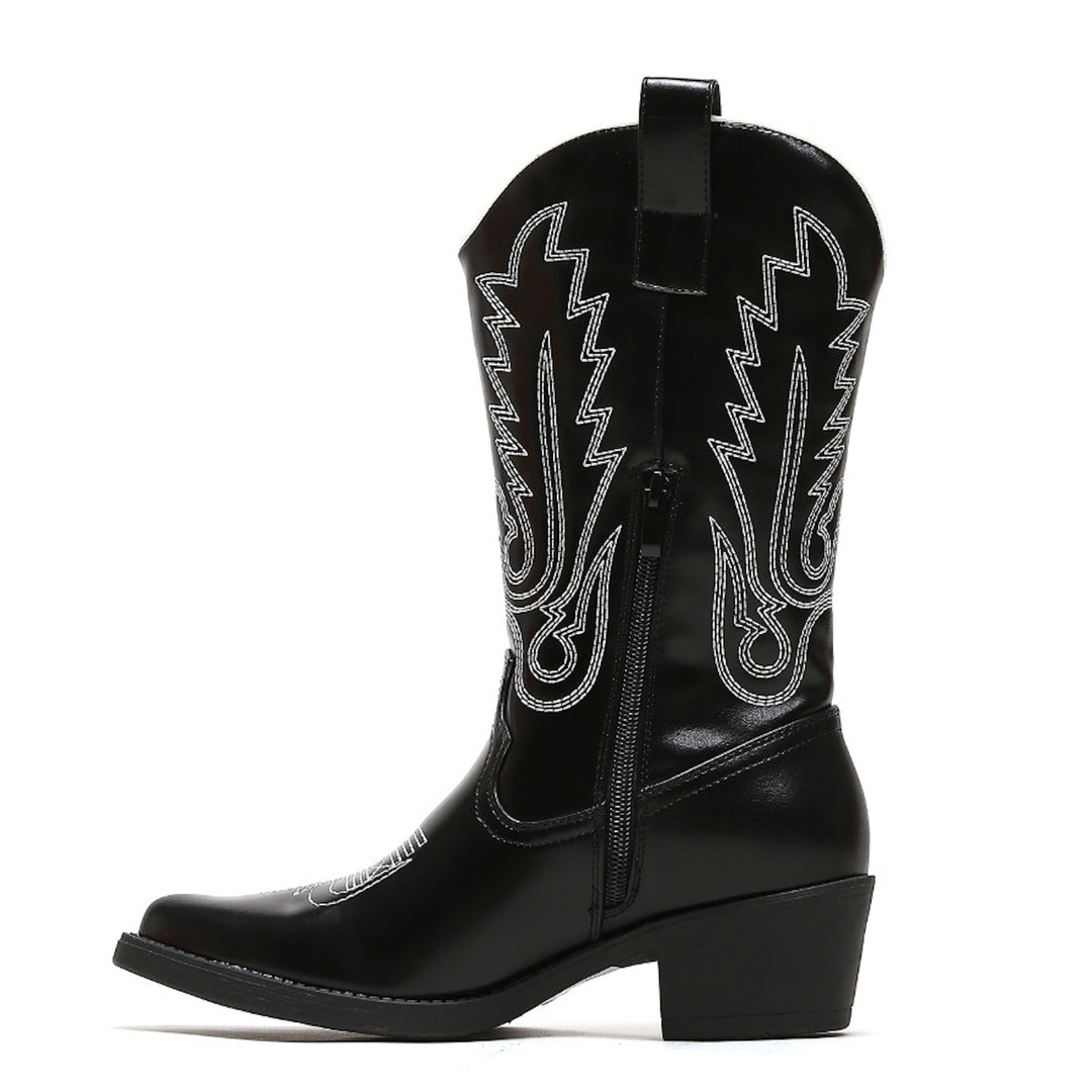 Smile Favorites Cowboylaarzen Zwart met witte Stiksels