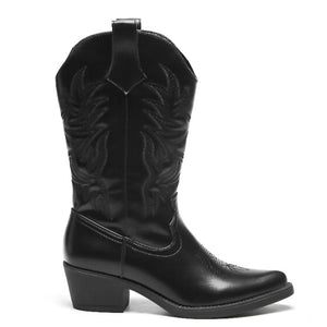 Smile Favorites Cowboylaarzen Zwart PU Stiksels