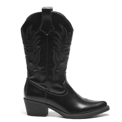 Smile Favorites Cowboylaarzen Zwart PU Stiksels