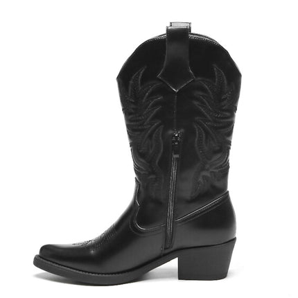 Smile Favorites Cowboylaarzen Zwart PU Stiksels