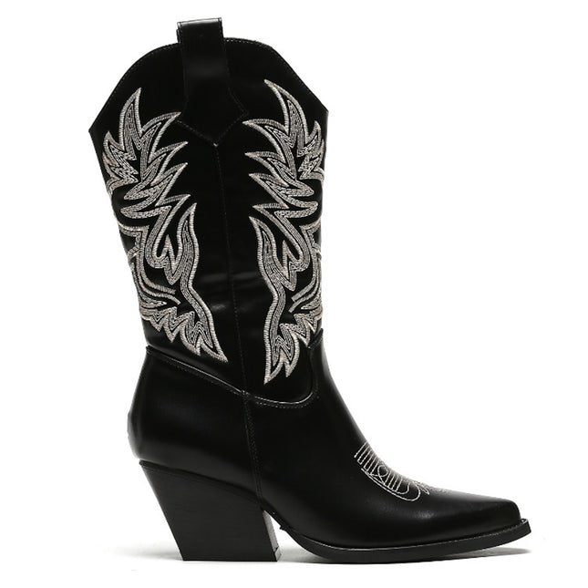 Smile Favorites Cowboylaarzen Zwart Stiksels Beige