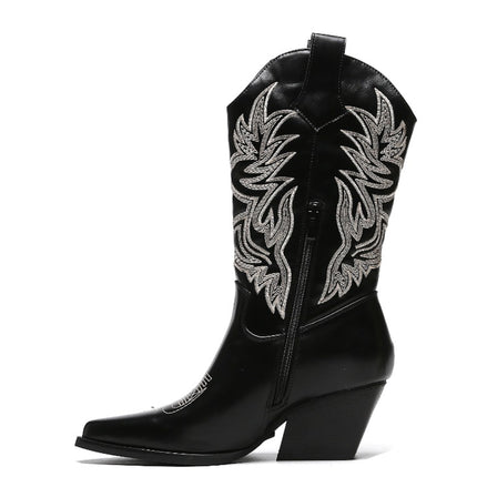 Smile Favorites Cowboylaarzen Zwart Stiksels Beige