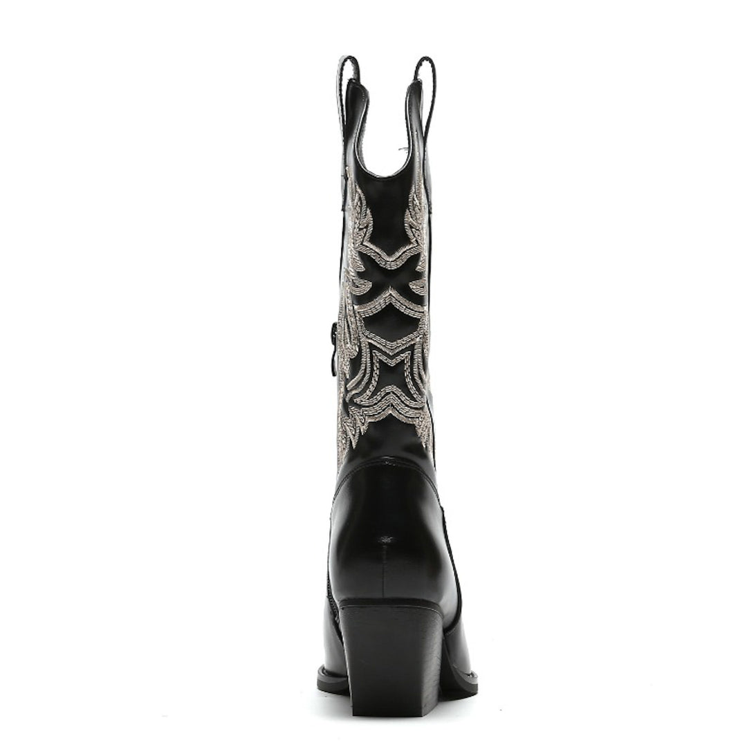 Smile Favorites Cowboylaarzen Zwart Stiksels Beige