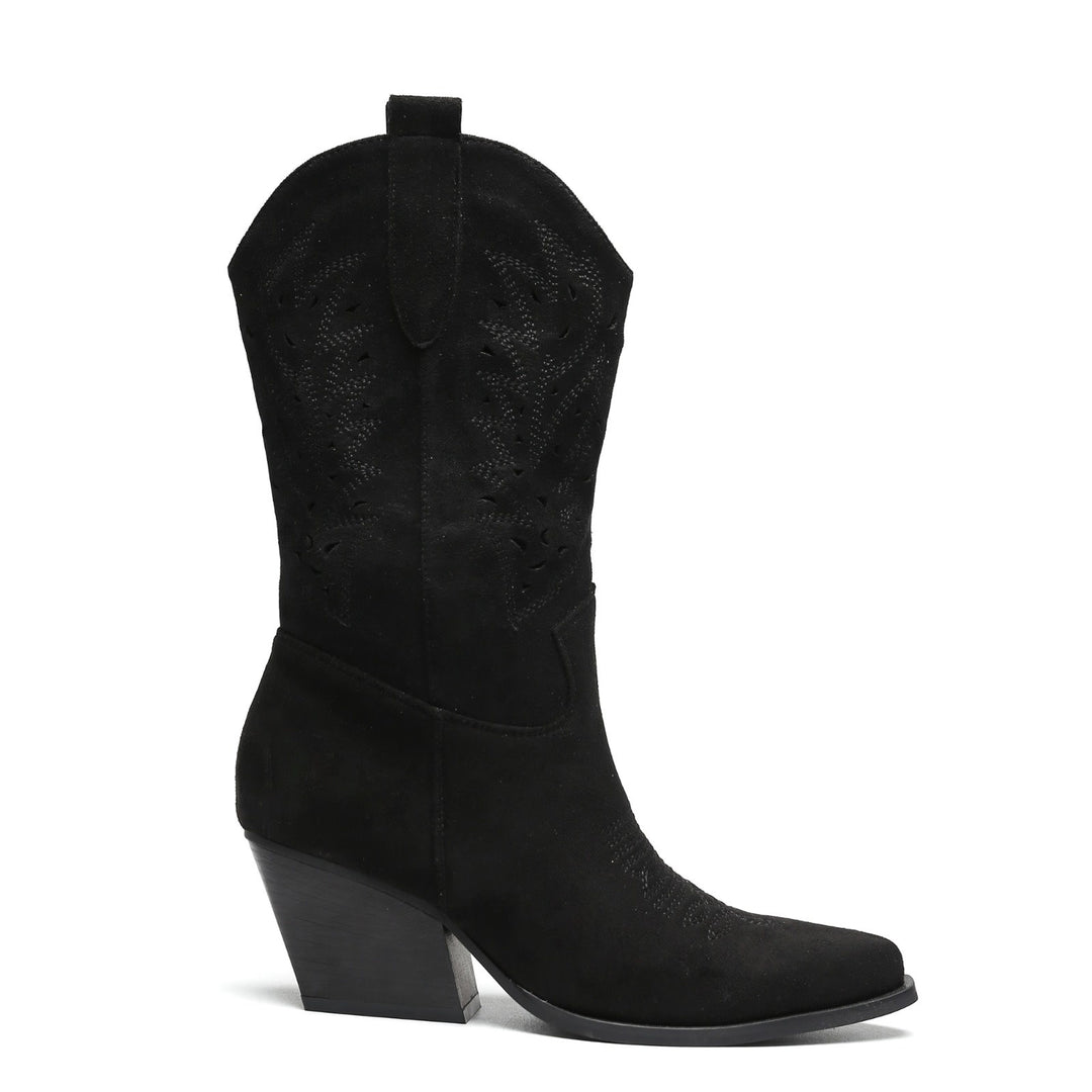 Smile Favorites Cowboylaarzen Zwart Suède Western