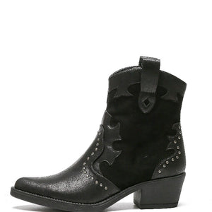 Smile Favorites Cowboylaarzen Zwart Suedine Flame Studs