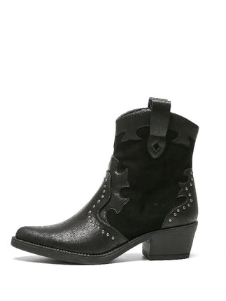 Smile Favorites Cowboylaarzen Zwart Suedine Flame Studs