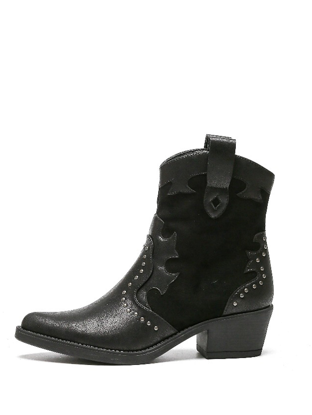 Smile Favorites Cowboylaarzen Zwart Suedine Flame Studs