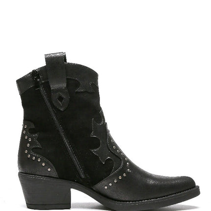 Smile Favorites Cowboylaarzen Zwart Suedine Flame Studs