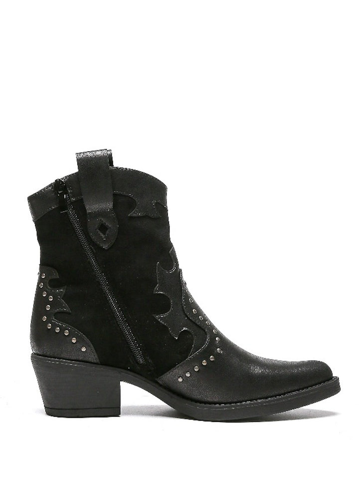 Smile Favorites Cowboylaarzen Zwart Suedine Flame Studs